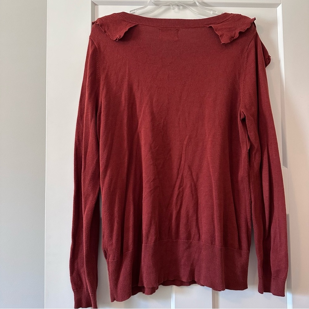 Vera by Vera Wang Rust Ruffle Shoulder Sweater Size Large - Picture 6 of 6